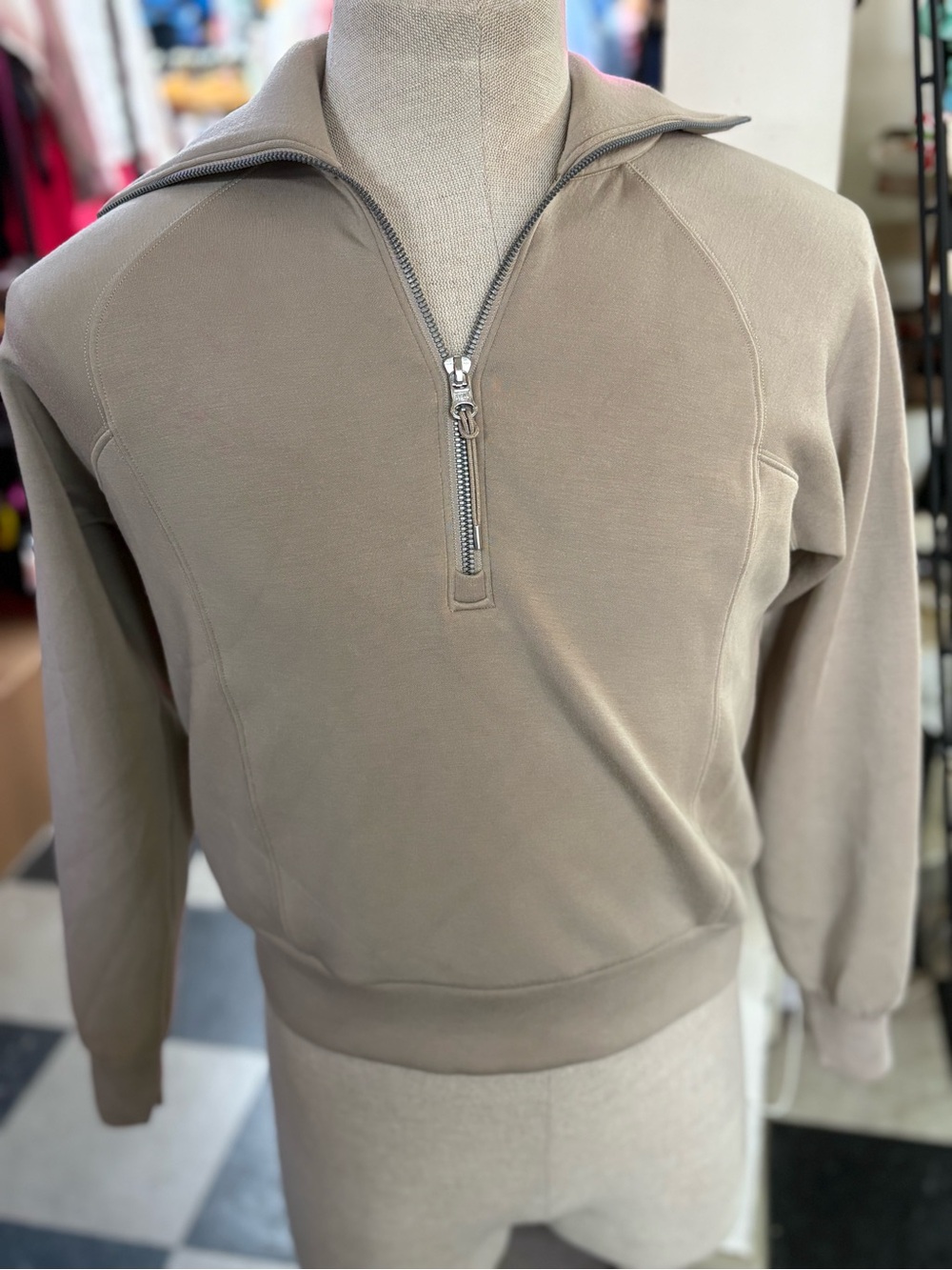 Spanx beige quarter zip up